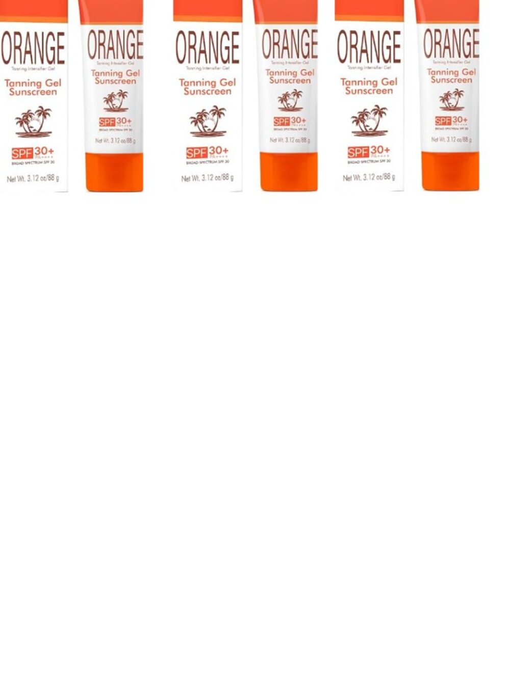 3PK Orange Tanning Intensifier Gel Sunscreen SPF 30+ Broad Spectrum 3.12oz 4/28